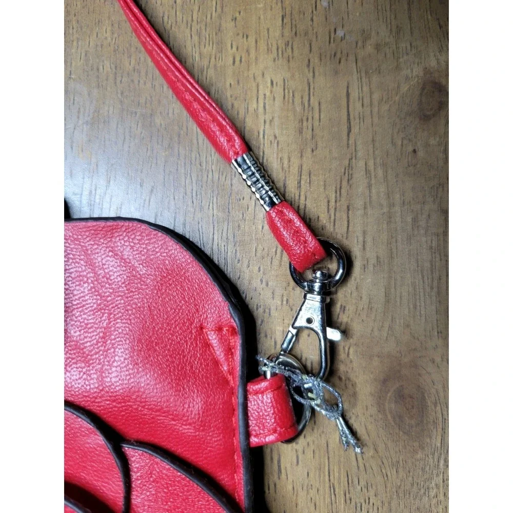 Red 3D Rose Floral Phone Crossbody Bag‎ Tech Pouch with Card Slot